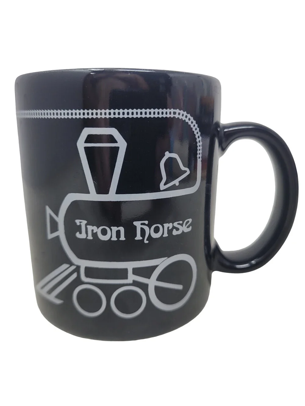 Iron Horse Train Locomotive Black Ceramic Coffee Mug Cup Vintage Diner Style